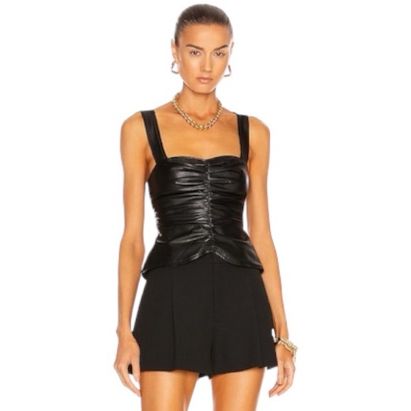 A.L.C. Tops - A.L.C. Lauryn II Black Leather Tank Top Size 2